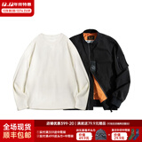 马登工装美式空中MA1飞行员夹克军事风短款外套复古棒球服男潮秋上衣 黑色MA1+米白长T 2XL