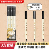 白雪（snowhite）直液式柔绘笔秀丽笔弹性软头毛刷笔马克笔绘画涂色手账笔小楷女生礼物BP20 练字套装黑色3支