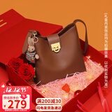 viney牛皮包包女包品牌水桶包轻奢单肩斜挎包生日礼物高级感送女友老婆