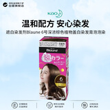花王（KAO）遮白染发剂Blaune 6号深浓棕色植物盖白染发膏泡泡染原装进口
