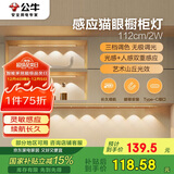 公牛（BULL）感应猫眼橱柜灯磁吸充电山丘光效展柜玄关氛围小夜灯 银112cm三色