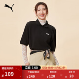 彪马（PUMA）商务短袖运动T恤POLO衫男女新款夏季白色翻领上衣 690644 黑色-01 L (180/100A)