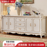 浪漫壹嘉欧式餐边柜客厅大理石实木茶水碗收纳储物柜家用美式奢华定制家具 1.8米象牙白大理石餐边柜