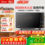 美的（Midea）家用变频微波炉平板式易清洁 800W微波速热 一键智能菜单 钻石背板 微晶面板加热20L（PM20M2） 钻石背板