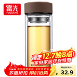 富光 男女士双层玻璃杯 高硼硅玻璃304茶隔水杯子 带茶隔泡茶杯500ml