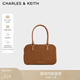 CHARLES&KEITH纯色手提波士顿包斜挎包女士生日礼物新年礼物送女友CK2-30271398 Sienna Brown赭石棕CK2-30271398-2 M
