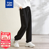 唐狮春夏季新款女休闲裤显瘦高腰抽绳束脚运动裤子女 加绒款/黑色 M