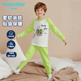 马卡乐纯棉婴幼儿童秋衣秋裤套装睡衣保暖家居服 米果绿色萌蛙捕虫 90