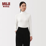 MUJI女式 起毛 罗纹编织 高领长袖T恤 针织衫打底衫女装25年冬季 白色 M （160/84A）