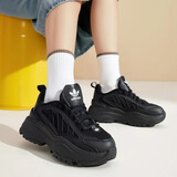 阿迪达斯（adidas）Originals三叶草官方女鞋时尚经典复古厚底网面厚底显高老爹鞋 JQ4110 黑色/白【鞋跟约为4cm】 36