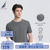 诺帝卡（NAUTICA）男装夏季款多色全棉亲肤舒适易打理休闲圆领短袖T恤男TE3220 太空灰0FD（232） S