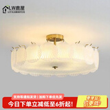 鹿屋美式轻奢吊灯客厅灯2025年新款现代玻璃水晶法式贝壳餐厅卧室灯具 X8808款金色【50CM三色-磨砂灯罩