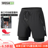 沃萨维（WOSAWE）公路车夏季骑行短裤男透气休闲骑行服自行车五分裤山地车速降套装 跨越三代-经典黑 一体坐垫 L （适合70-80公斤）