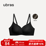 ubras【断码特惠】钻石纱夹心软支撑背勾隐形无钢圈文胸罩小胸聚拢内衣 黑色 S+ 70C-70D