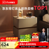 芝华仕（CHEERS）现代简约岩板智能储物带锁卧室无线充电轻奢芝华士新款床头柜G067 慕斯棕-常规款 延期发货（详询客服）