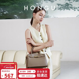 红谷包包牛皮单肩手提包大容量手拎包通勤女士铂金包  元旦生日礼物