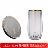 容山堂雪山绿茶杯子双层玻璃杯办公杯泡茶杯水杯家用茶杯小水杯凉杯水具 雪山绿茶杯+雅金恒温底座