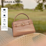 CHARLES&KEITH鳄鱼纹凯莉包手提斜挎婚包包女包生日礼物圣诞礼物CK2-50270880-1 BLUSH浅红色 S