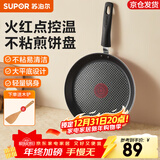 苏泊尔（SUPOR）平底锅不粘煎锅火红点煎盘大平底煎饼锅烙饼煎饼盘煎牛排锅煎蛋卷 轻量锅身单手颠锅2-3人用 25cm