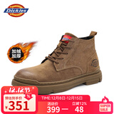 Dickies高帮男靴厚底马丁鞋男士靴子潮男女靴情侣鞋 棕色-加绒 43 
