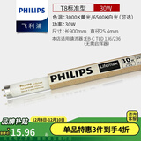 飞利浦灯管老式日光灯管三基色0.6米1.2米节能荧光灯管细管家用灯管长条 TL8/30W/长度90cm-单支 白光-6500K