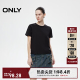 ONLY2025秋季新款简约舒适基础纯色圆领正肩短袖T恤女|125101058 H1Z 黑色 S (160) 80A
