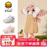 B.Duck小黄鸭童鞋女童软底运动鞋闪灯发光鞋秋季亮灯跑鞋5015A粉色28