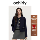 欧时力（ochirly）欧时力澳进口美丽诺羊毛双面呢小香风短外套24秋冬新 藏青 XS