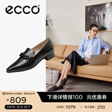 爱步（ECCO）穆勒鞋女 尖头单鞋浅口粗跟皮鞋 型塑214243 黑色21424301001（羊皮革） 39
