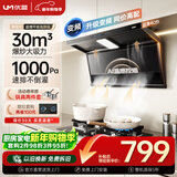 优盟（UM）【上门安装】顶侧双吸抽油烟机30风量家用变频1000Pa大吸力一级能效免拆自清洁超薄以旧换新UC167D