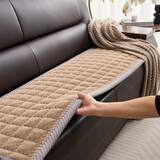 恬景老式实木红木沙发座垫子秋冬真皮沙发坐垫直排三人加厚防滑椅子垫 兔毛宽边 浅驼色【新升级款】 55cm*180cm 【厚度2.5厘米】