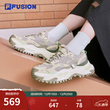 FILA FUSION斐乐女鞋BIANCO老爹鞋季新款硬糖鞋休闲鞋厚底运动鞋女 银云/米色-SA 35.5