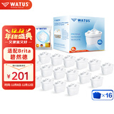 WATUS德国原装进口滤芯适配Brita碧然德过滤水壶净水器 多效滤芯 16枚装 可滤水180L