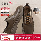 红蜻蜓男士工装鞋低帮潮流马丁鞋厚底皮鞋复古休闲鞋WLA44054卡其40