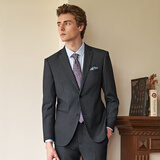 吉约蒙（G·MONS）西服套装男士商务抗皱易打理休闲西装套装结婚新郎职业正装西装 灰色A版【上衣+裤子】C0020 48