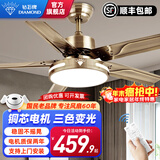 钻石牌（DIAMOND）风扇灯吊扇灯led客厅带灯吊扇北欧现代简约变频电风扇三色变光WY 52寸五叶【直流变频】6档遥控