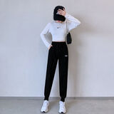 DR.BOXDRBOX灰色运动裤春夏休闲裤女韩版2022新款卫裤宽松显瘦哈伦裤子 黑色 夏季薄款(棉-不起球) L 适合100-115斤