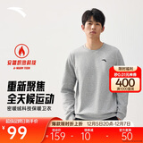 安踏加绒卫衣男冬季保暖圆领卫衣长袖套头衫针织运动休闲加厚上衣