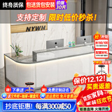 框蔻（kuangkou） 框蔻 收银台简约吧台前台接待台烤漆咨询台便利店铺小型柜台桌 圆角白+灰石纹【右拐】左拐备注 160x60x100cm