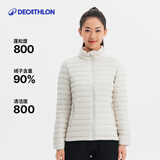 迪卡侬（DECATHLON）短款羽绒服轻薄薄外套户外运动保暖内胆排骨羽绒服TREK100 女款-珍珠白-立领 M