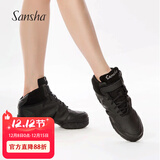 三沙（Sansha）运动舞蹈鞋女广场舞软底现代舞鞋爵士舞鞋真皮面两块底 B52LPI 黑色-猪LPI 38