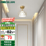 雷士（NVC）玄关灯餐吊灯 轻奢美式吊灯水晶时尚卧室过道走廊衣帽间门厅入户 【胧月金】北欧玄关灯-赠E27光源