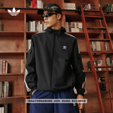 adidas经典三条纹运动连帽夹克外套男女春季阿迪达斯三叶草 黑色   S