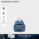 CHARLES&KEITH菱格大容量柔软多用背包书包双肩包包女包生日礼物CK2-60151400 Denim Blue深牛仔蓝色 S