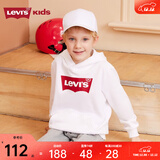 Levi's 李维斯童装男女童连帽经典蝙蝠标卫衣春秋纯棉儿童舒适针织上衣 奶白 130 /64 【建议身高116-122cm】