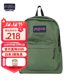 JANSPORT杰斯伯书包轻便双肩包男女旅行包简约背包电脑包学生校园 4QUTKM1军绿色-带侧边袋