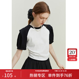 范思蓝恩范思蓝恩23FS12364撞色短袖t恤女新款夏季韩版设计感小众上衣 黑白 XL