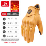 GM BIKER摩托车羊皮手套四季防风防摔加厚复古舒适男骑骑行柔软真皮透气 302C黄色加绒款【国产羊皮 柔软舒适】 XL