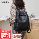 viney牛皮双肩包女大容量高颜值书包旅游轻便旅行包背包生日礼物送女友