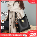 viney水桶包包女包牛皮斜挎单肩包大容量生日礼物送女友老婆 【黑色】高级感实用品牌通勤手提包